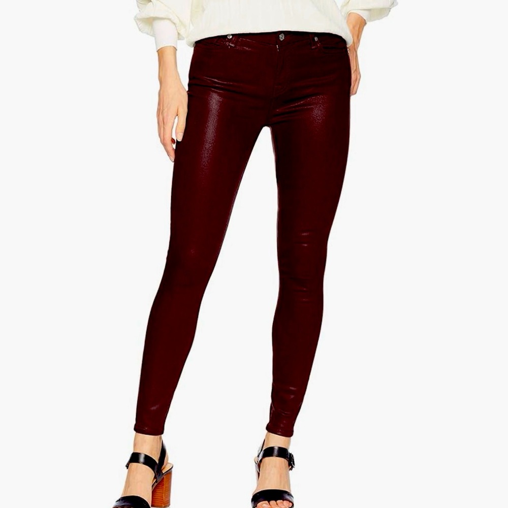 7 for All Mankind Women's Coated Sheen Ankle Mid Rise Jeans, Size 30